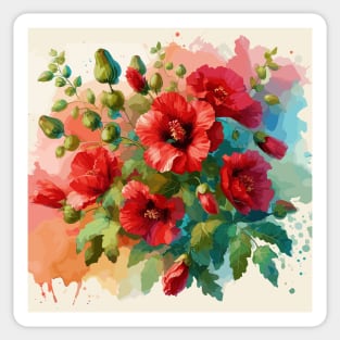 Red Hibiscus Flowers Sticker